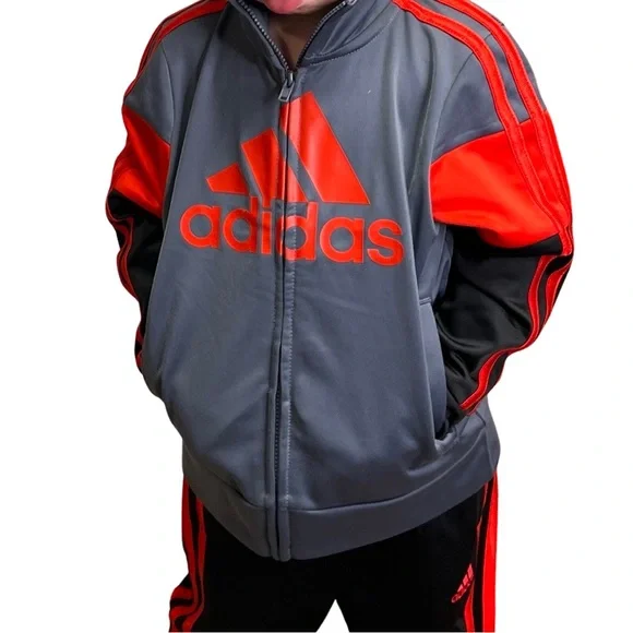 Adidas Youth Boys Jogger Set Red and Black size 2T - Picture 4 of 8